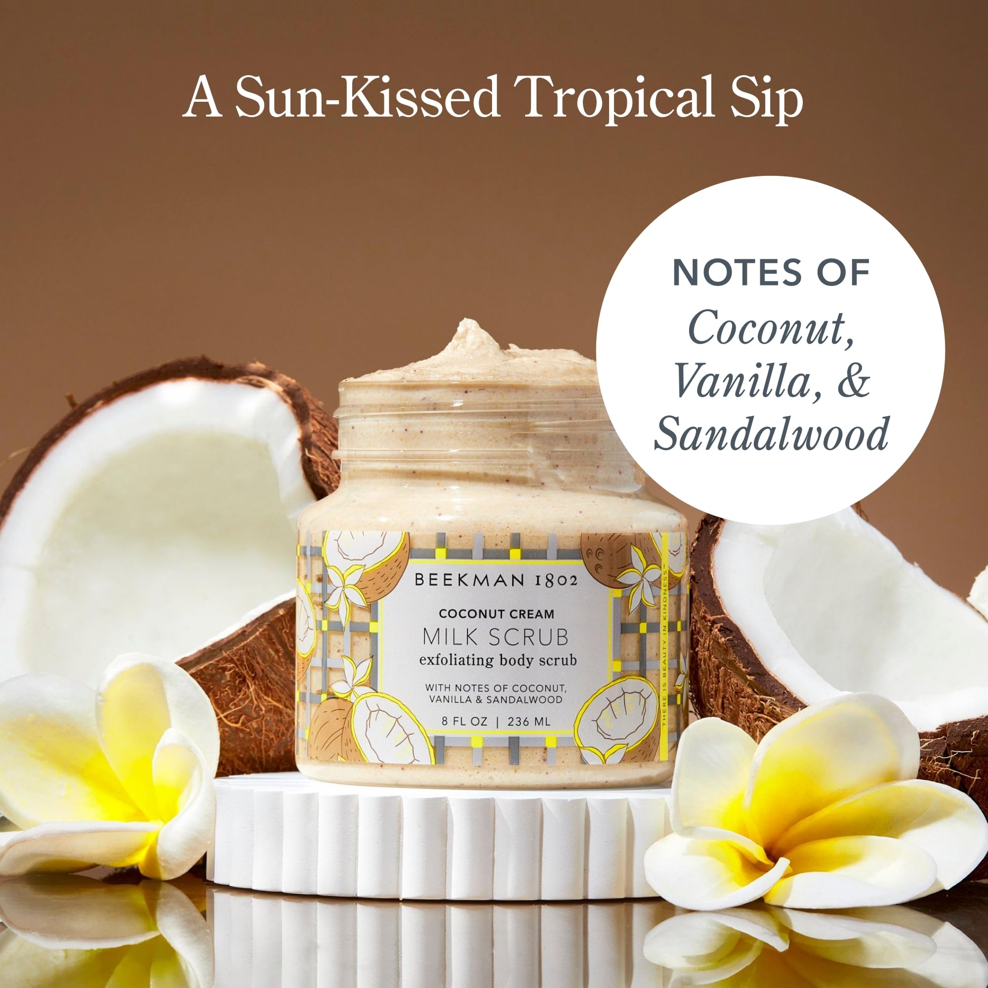 Beekman 1802 Coconut Cream Exfoliating Milk Body Scrub – Goat Milk, Jojoba Beads (8 oz)