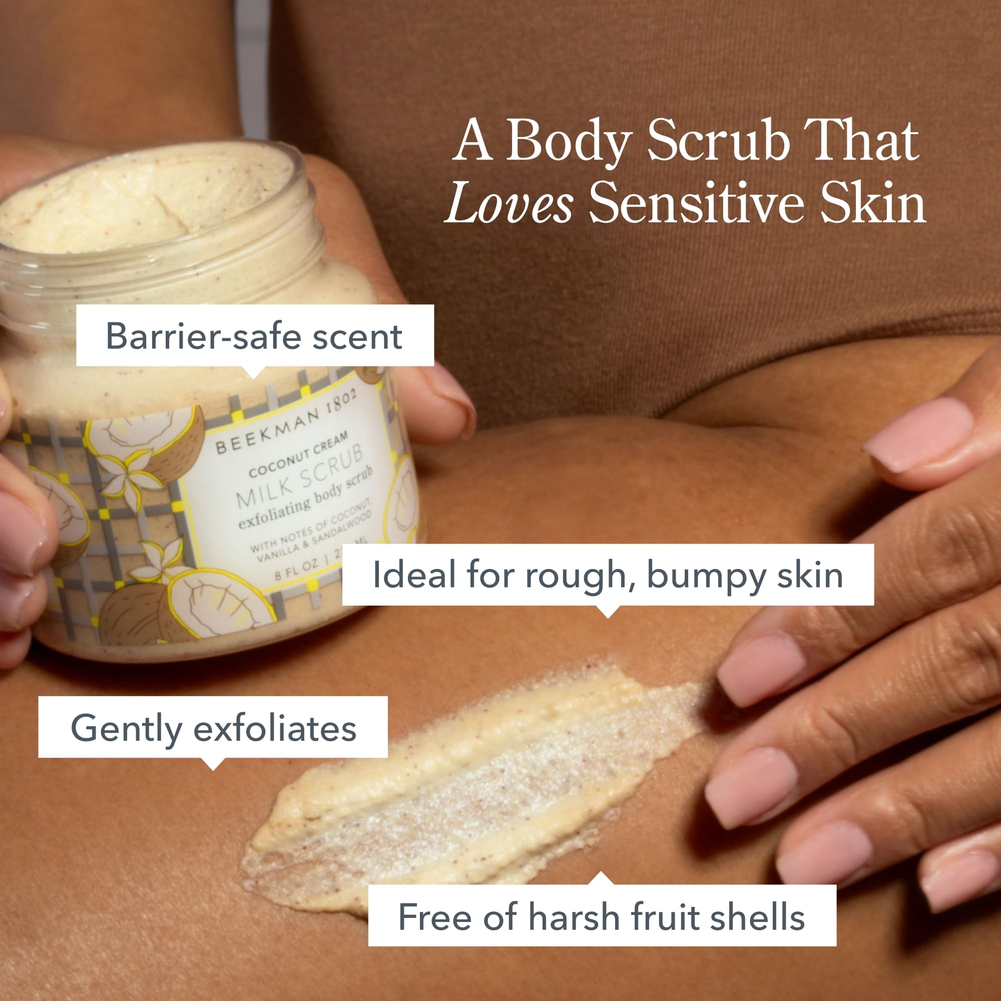 Beekman 1802 Coconut Cream Exfoliating Milk Body Scrub – Goat Milk, Jojoba Beads (8 oz)
