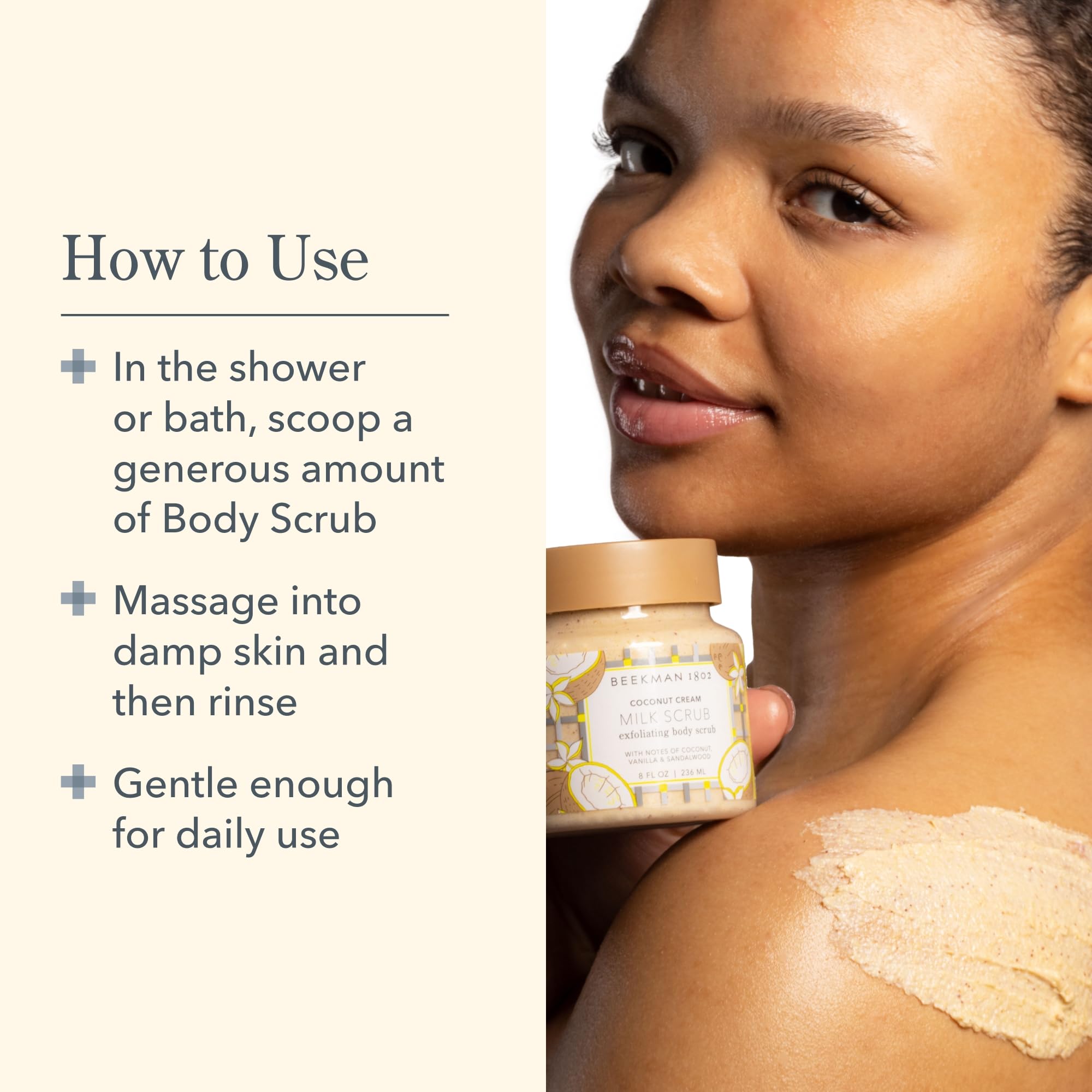 Beekman 1802 Coconut Cream Exfoliating Milk Body Scrub – Goat Milk, Jojoba Beads (8 oz)