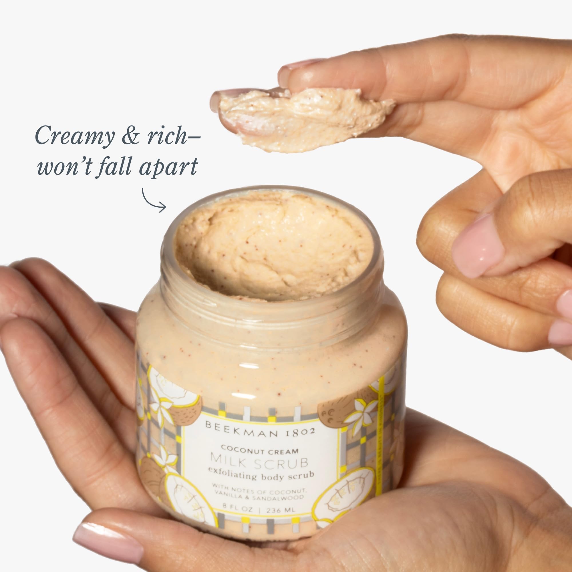 Beekman 1802 Coconut Cream Exfoliating Milk Body Scrub – Goat Milk, Jojoba Beads (8 oz)