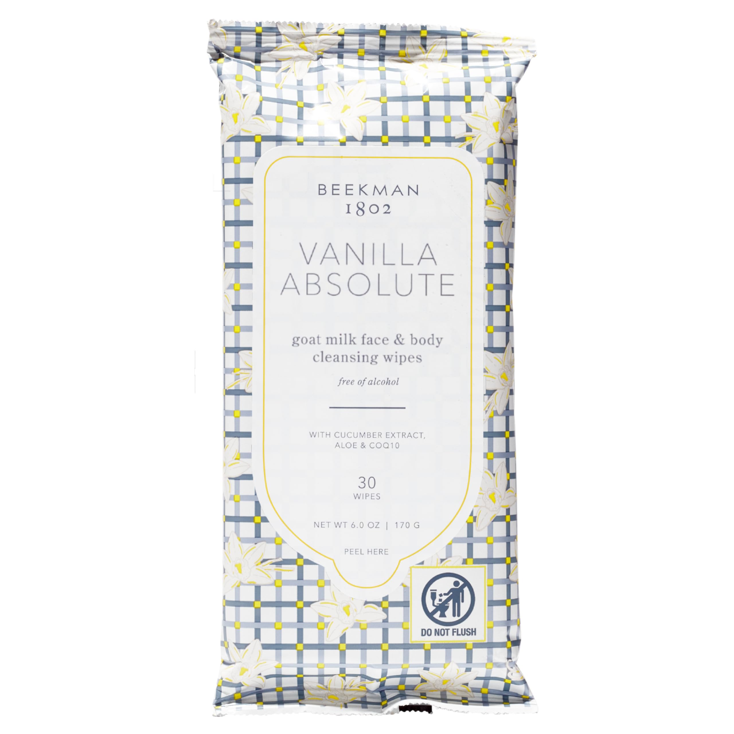 Beekman 1802 Face & Body Wipes – Vanilla Absolute, 30 Count, Alcohol-Free