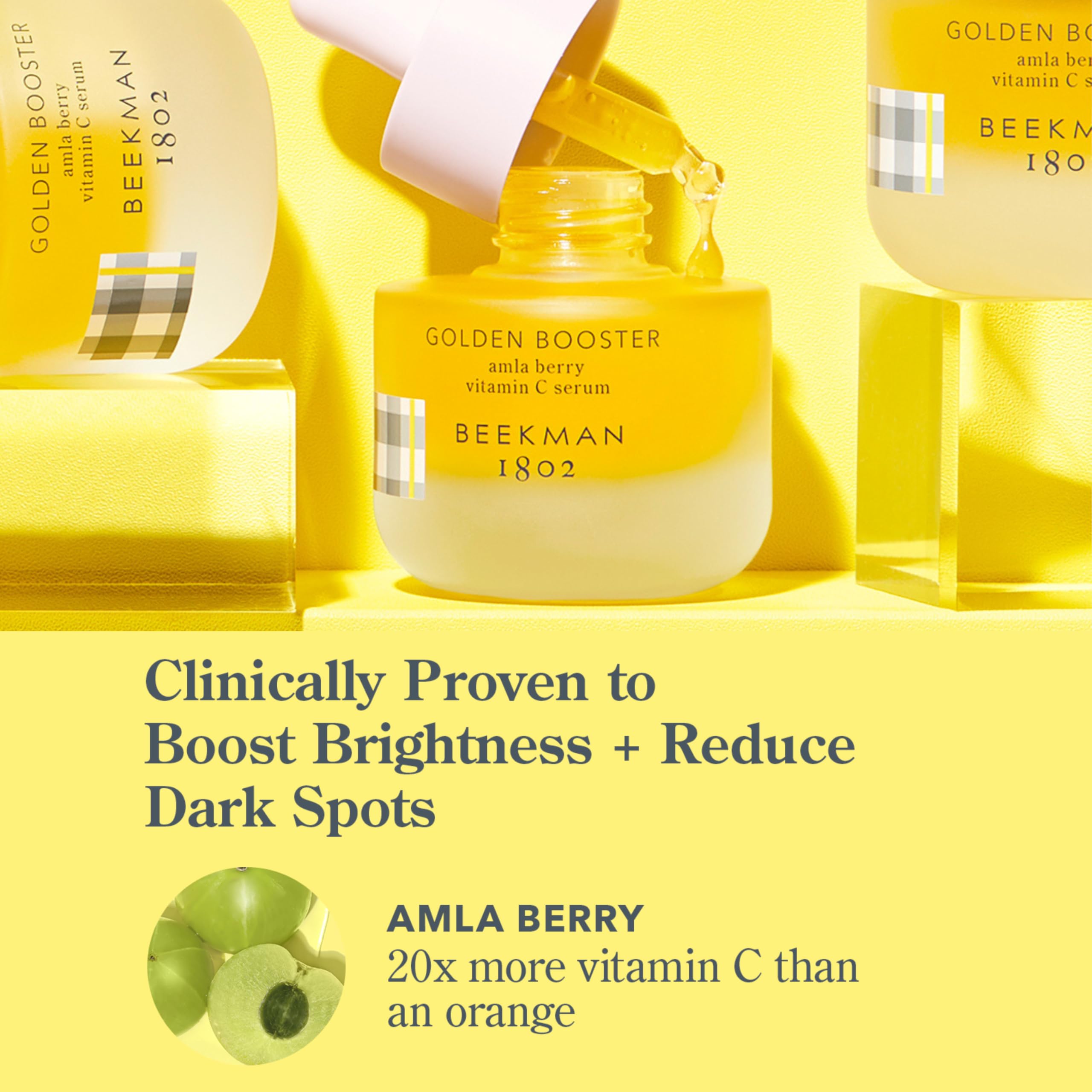 Beekman 1802 Golden Booster Amla Berry Serum – Fragrance Free, Plant-Based Vitamin C for Sensitive Skin | Cruelty Free, 1 fl oz