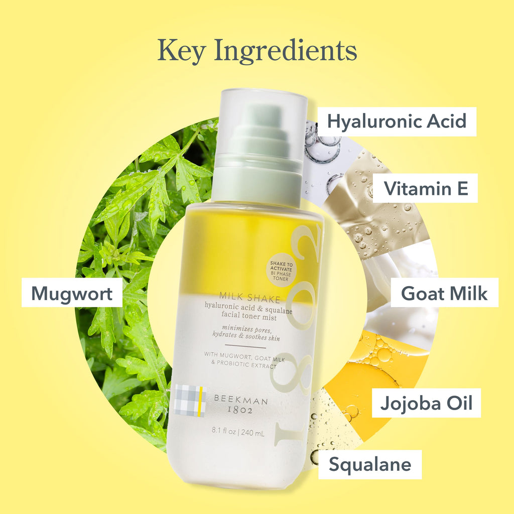 Beekman 1802 Milk Shake Face Mist – Fragrance-Free Hydrating 2-in-1 Toner + Setting Spray