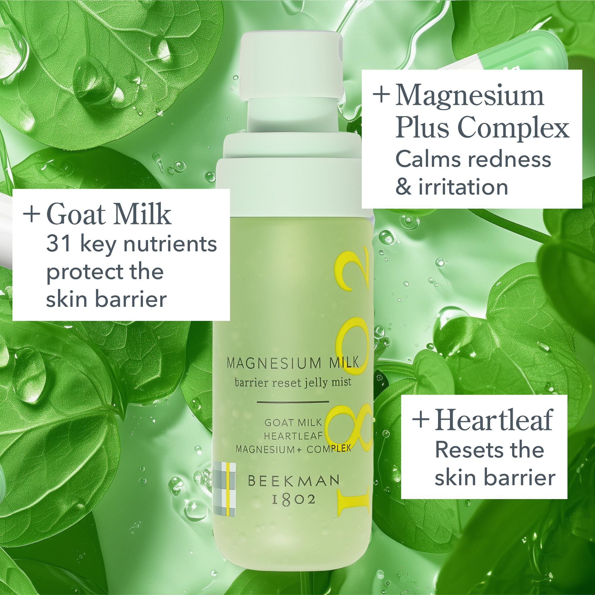Beekman 1802 Magnesium Milk Barrier Reset Jelly Mist – Hydrating Face Mist for Sensitive Skin