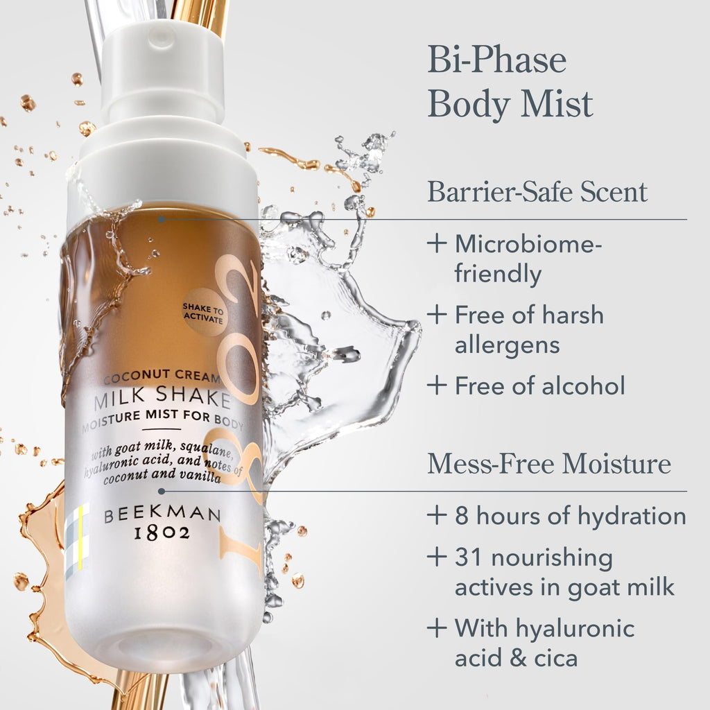 Beekman 1802 Milk Shake Body Mist – Coconut Cream, 4.7 oz | Hydration for Sensitive Skin, Cruelty Free