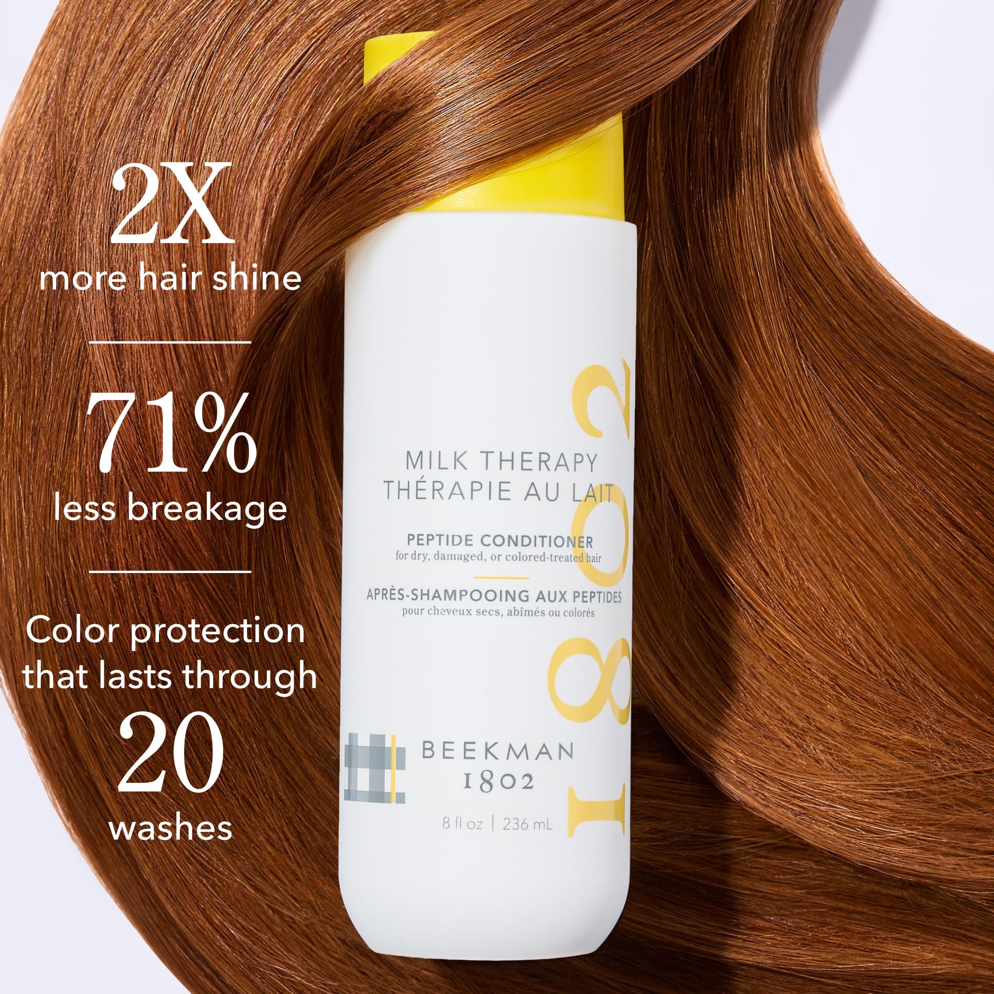 Beekman 1802 Milk Therapy Peptide Conditioner – Boosts Hair Softness & Shine | Safe for Color-Treated Hair | 8.45 fl oz