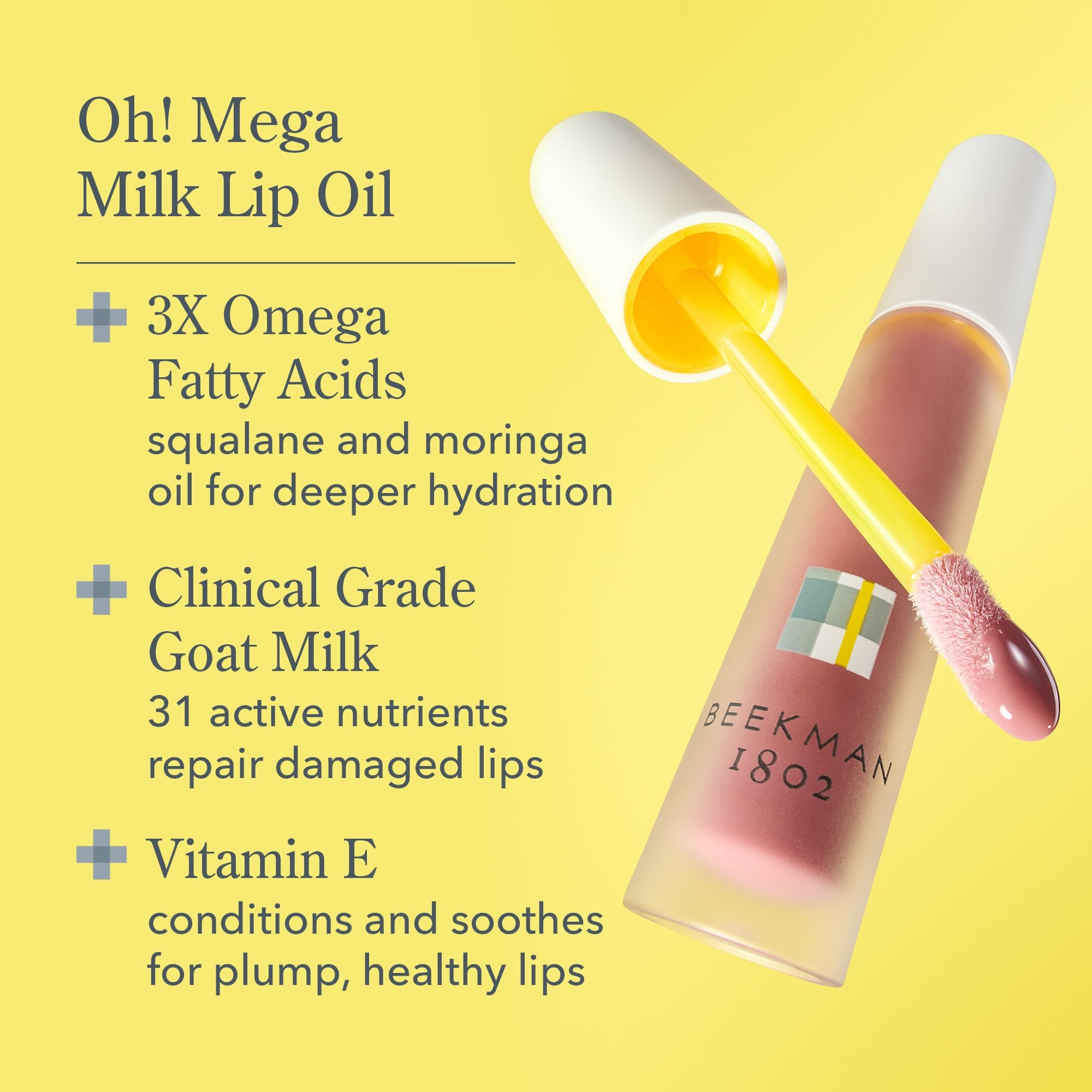 Beekman 1802 Oh Mega Milk Lip Oil - Fragrance Free, Squalane & Goat Milk 0.14 oz