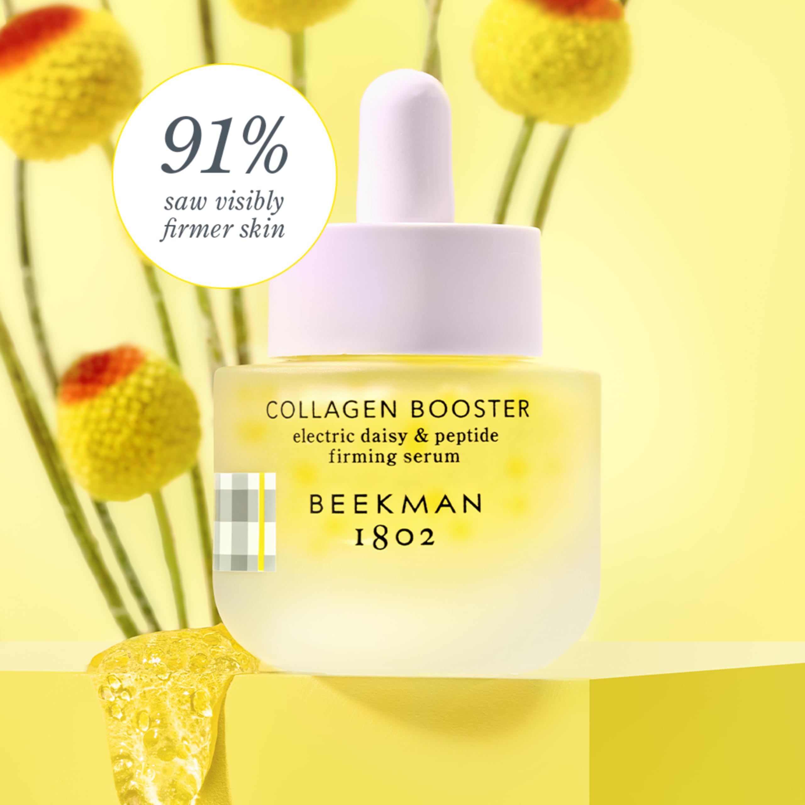 Beekman 1802 Collagen Booster Serum – Electric Daisy & Peptide Firming, Fragrance Free, 0.5 fl oz