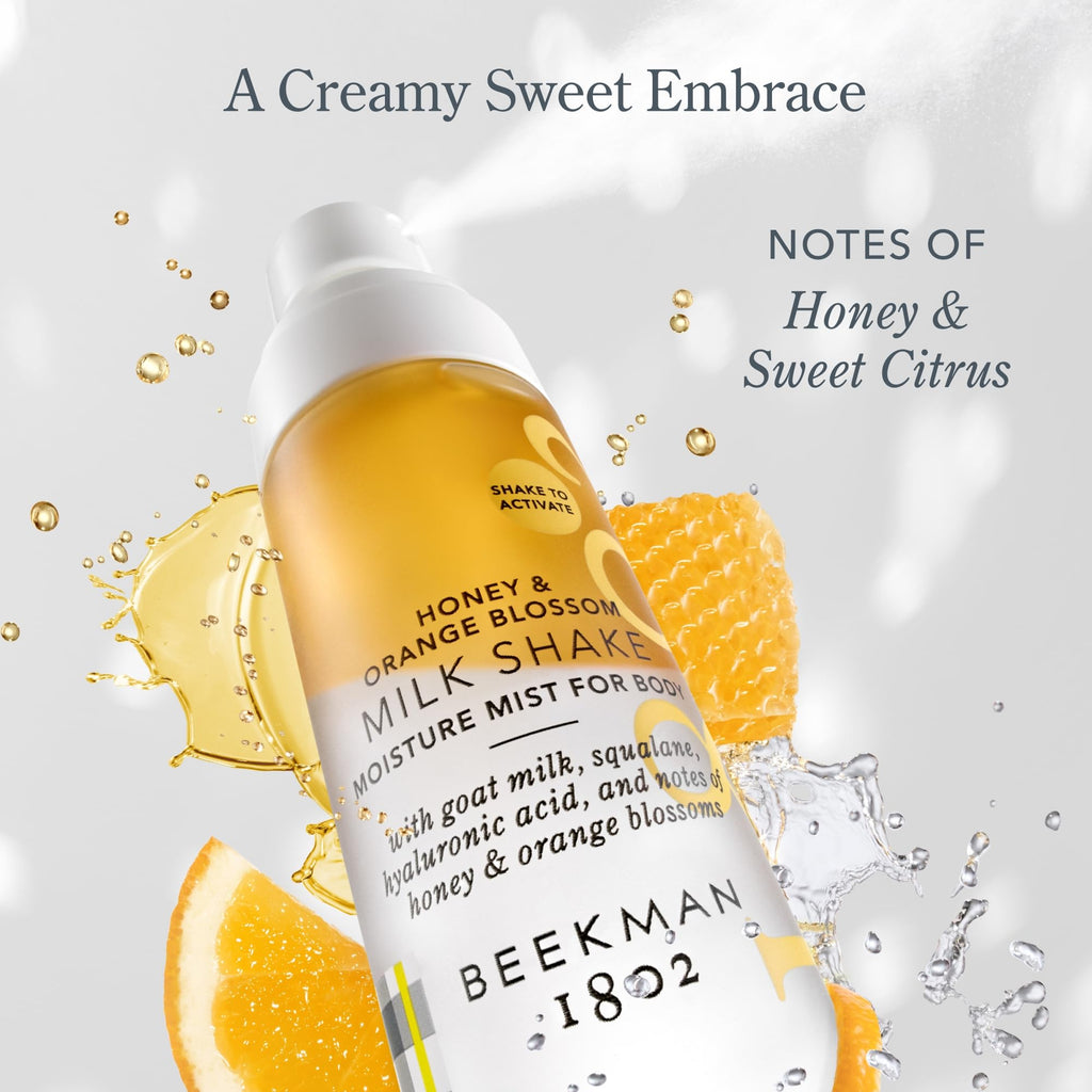 Beekman 1802 Milk Shake Body Mist – Honey & Orange Blossom | Hydrating Goat Milk Mist