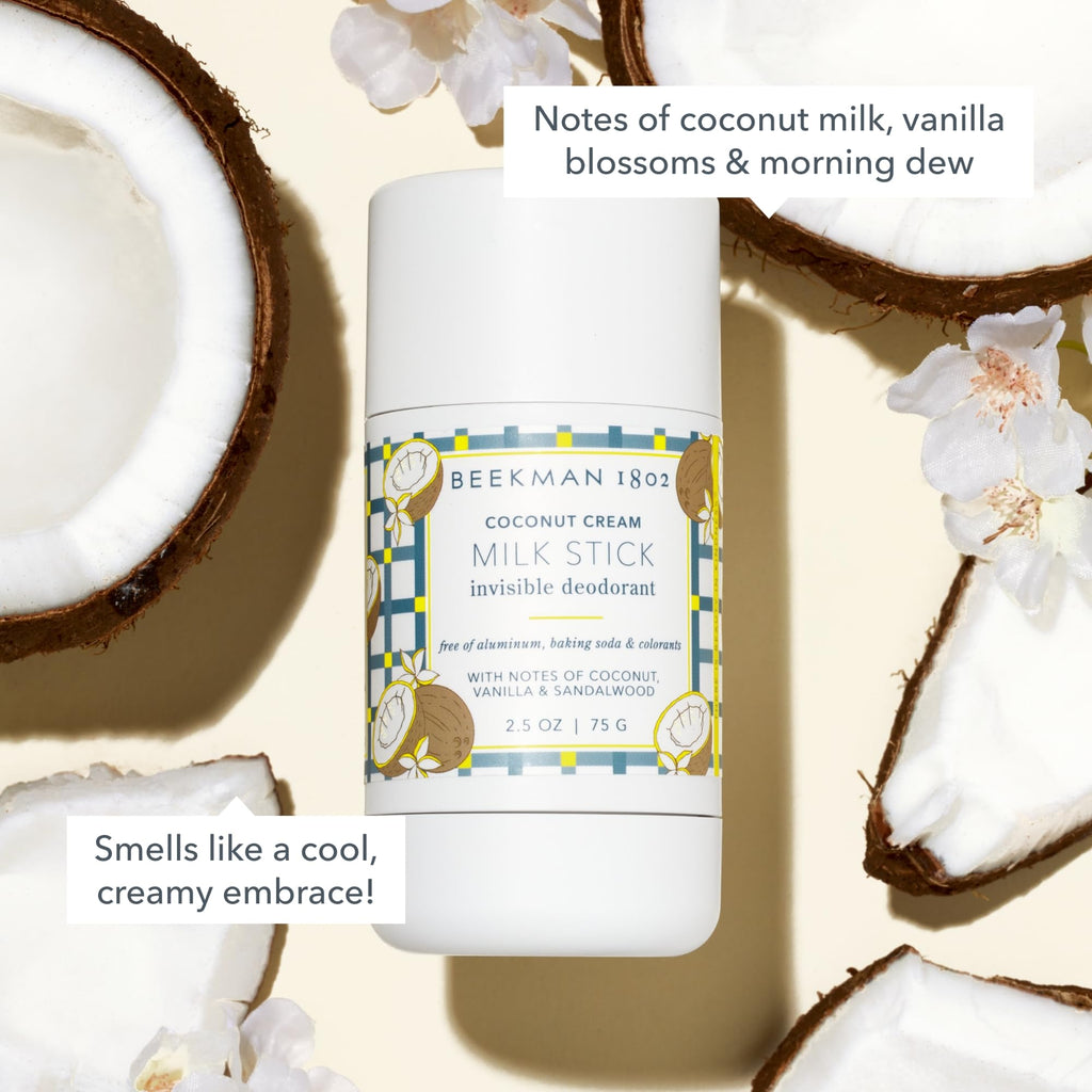 Beekman 1802 Milk Stick – Whole Body Deodorant, Aluminum-Free, Coconut Cream, Cruelty-Free