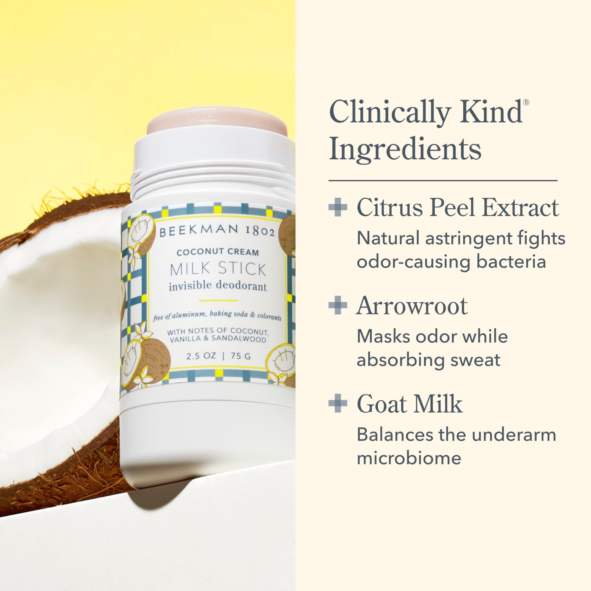 Beekman 1802 Milk Stick – Whole Body Deodorant, Aluminum-Free, Coconut Cream, Cruelty-Free