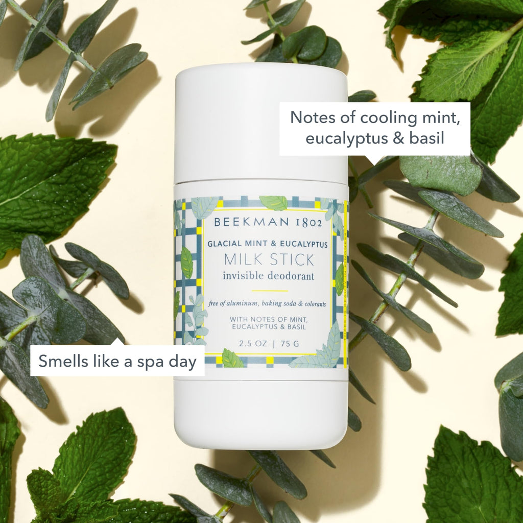 Beekman 1802 Milk Stick Whole Body Deodorant – Glacial Mint & Eucalyptus | Aluminum-Free & Gentle on Sensitive Skin