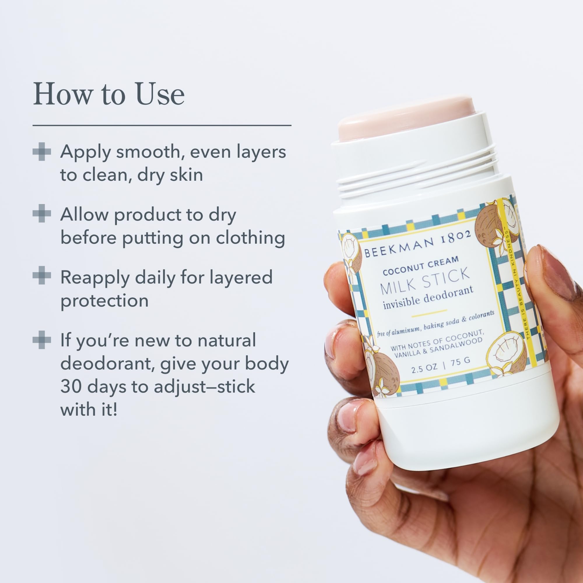 Beekman 1802 Milk Stick – Whole Body Deodorant, Aluminum-Free, Coconut Cream, Cruelty-Free