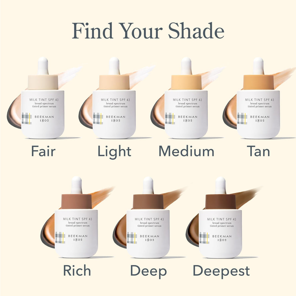 Beekman 1802 Milk Tint Face Primer SPF 43 Deep – Goat Milk, Mineral UV & Blue Light Protection