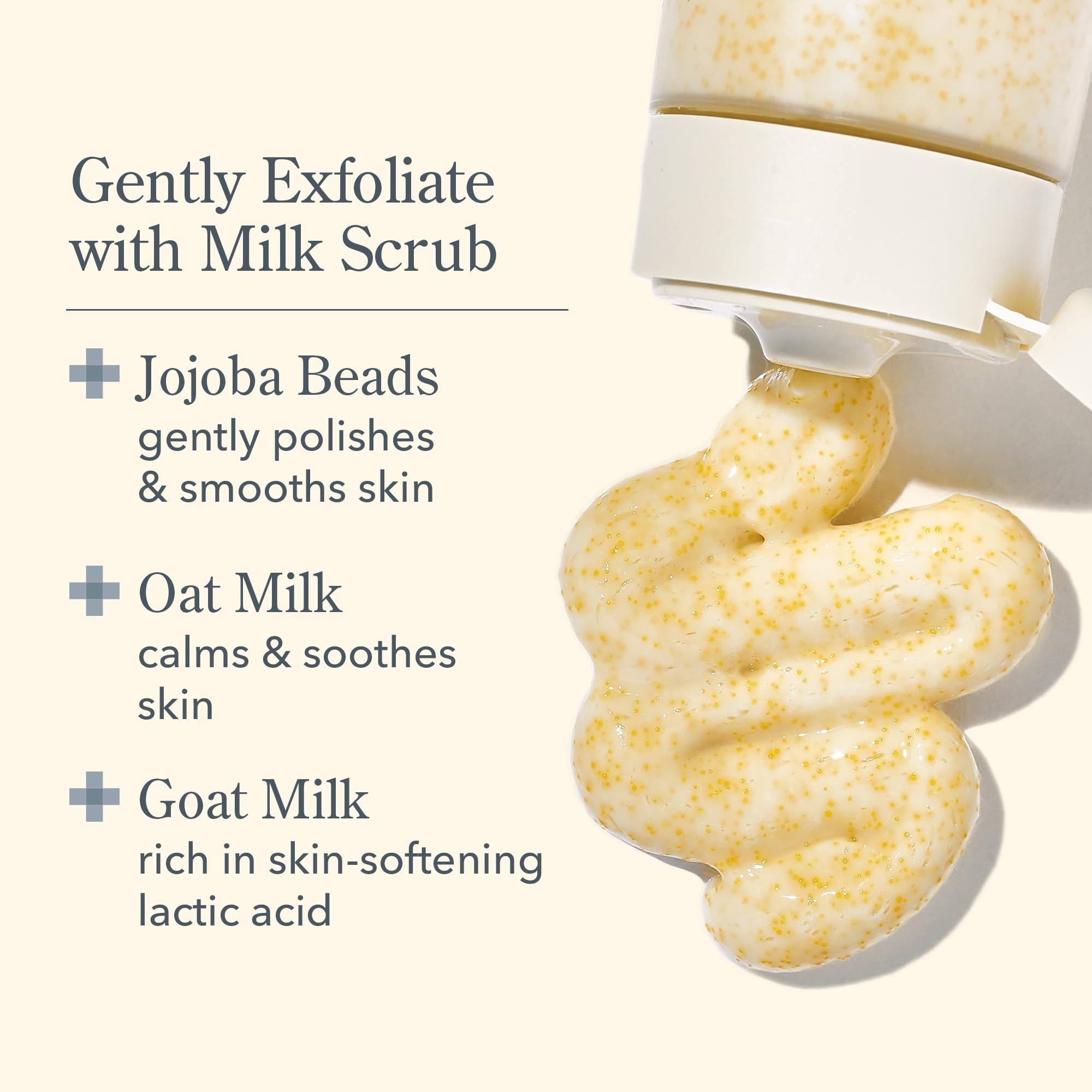 Beekman 1802 Oat + Goat Milk Exfoliating Scrub - Fragrance-Free Gentle Facial Polish for Sensitive Skin