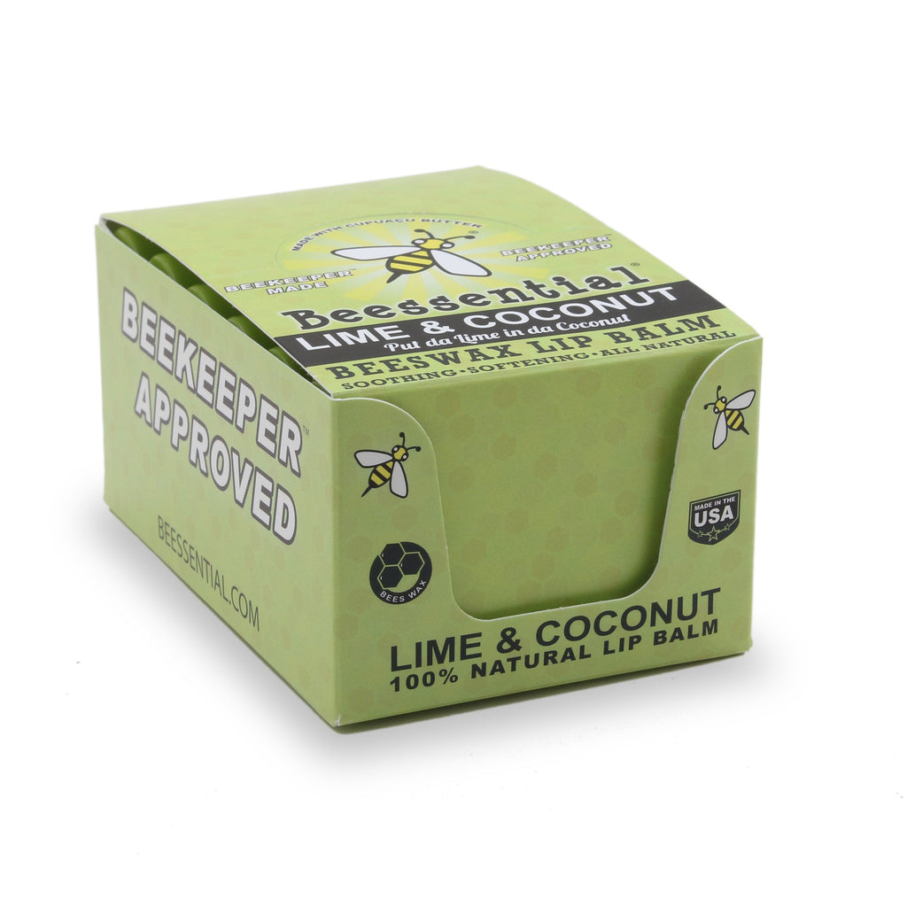 Beessential Coconut Lime Lip Balm – 18 Pack Bulk | Cruelty-Free, USA Made Lip Care for All Ages