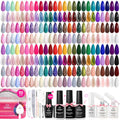 Beetles 119 PCS Gel Nail Polish Set – 100 Colors with Cat Eye, Glitter, Pearl Finishes + Base & Top Coats for At-Home Manicures