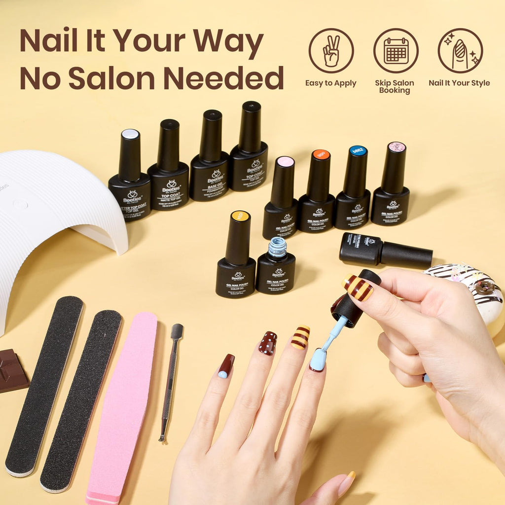 Beetles Gel Nail Polish Kit with UV Lamp & Nail Drill | 55-Piece Set, 32 Colors