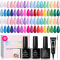 Beetles 36 Colors Gel Nail Polish Set | 42-Piece UV Gel Kit with Base/Top Coats, Glitter & Nail Charms