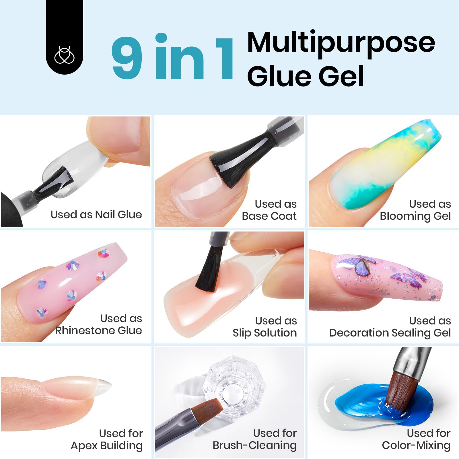 Beetles Gel Nail Kit Amond Shape – 504Pcs Tips, 9-in-1 Glue Gel, Mini UV/LED Lamp