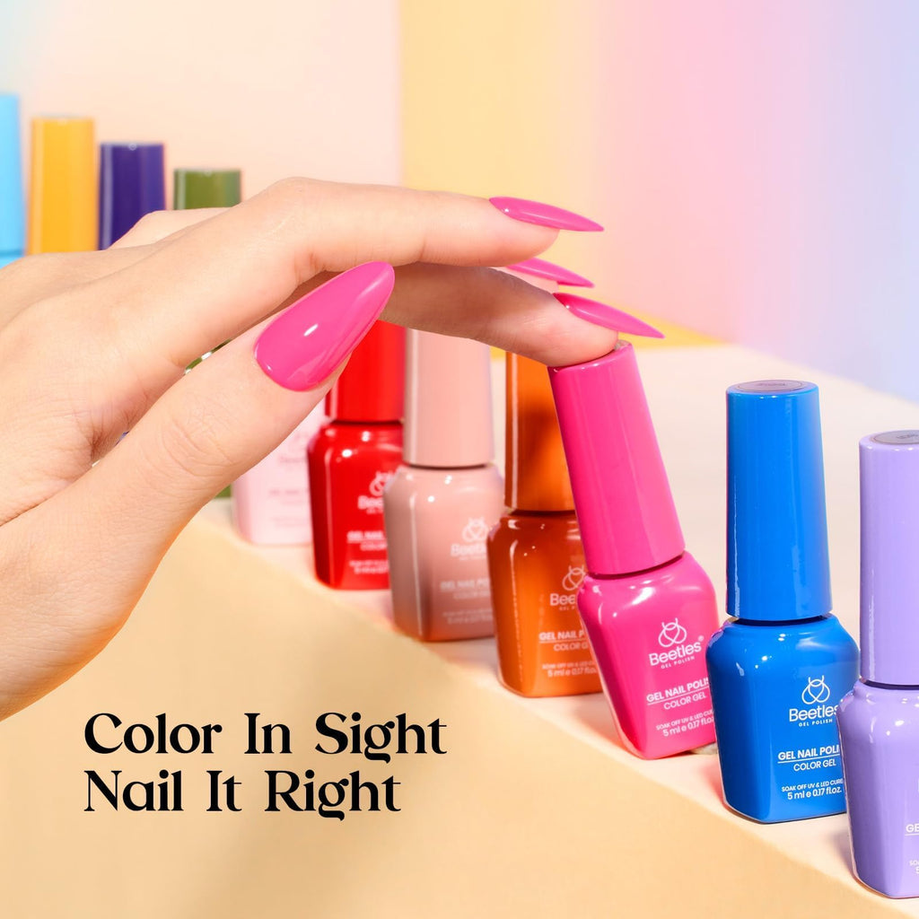 Beetles Gel Nail Polish Kit with UV Light – 25 Colors Valentine Set, 45 Pcs DIY Manicure Kit