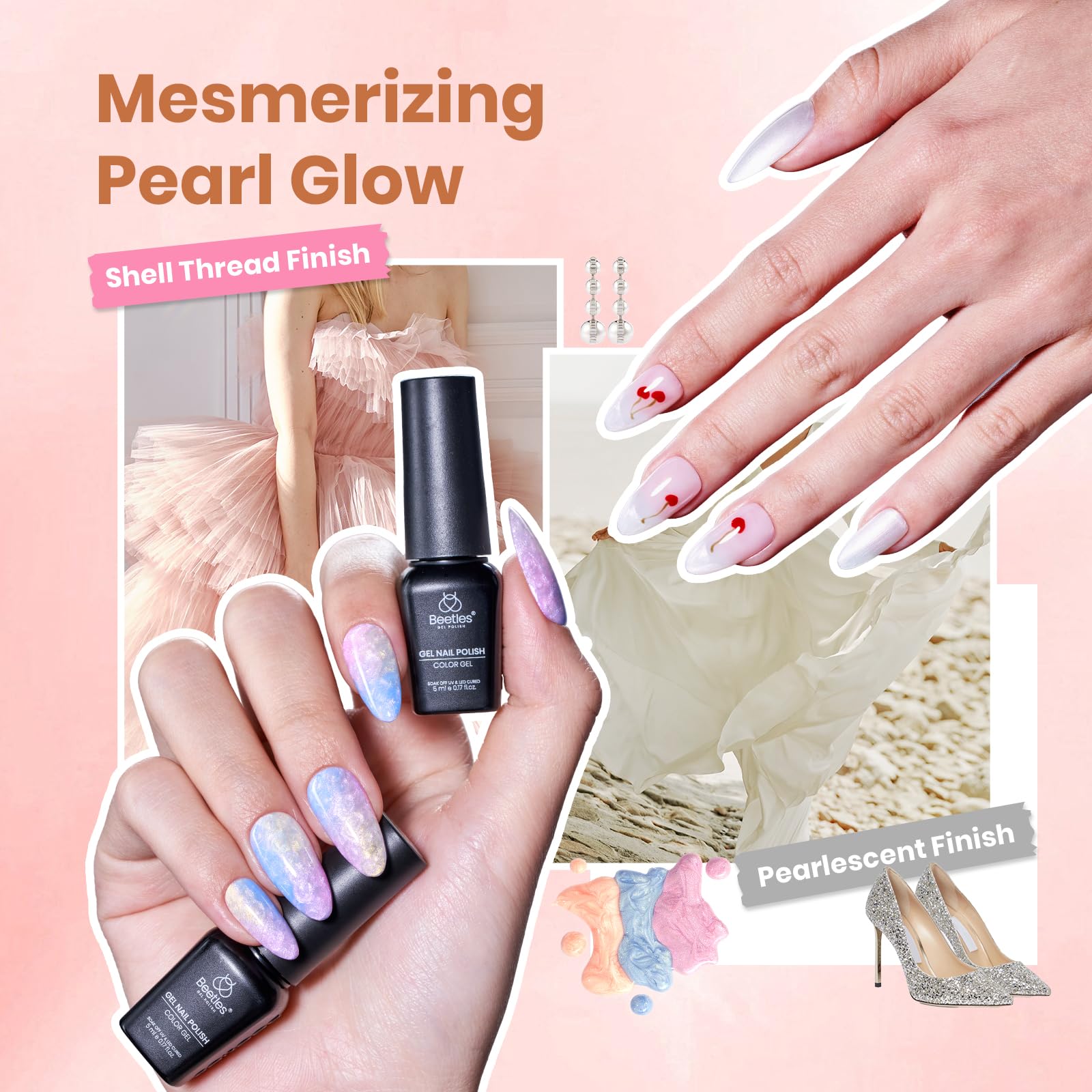 Beetles 119 PCS Gel Nail Polish Set – 100 Colors with Cat Eye, Glitter, Pearl Finishes + Base & Top Coats for At-Home Manicures