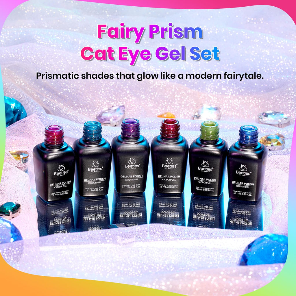 Beetles Fairy Prism Cat Eye Gel Nail Polish Set – 6 Magnetic Colors Kit