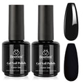 Beetles Black Gel Polish 2-Pack — 15ml Each | Pure Black Soak-Off UV Nail Polish, Long Nights Collection