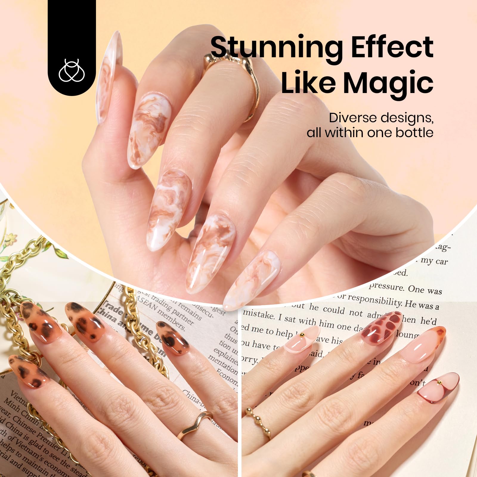 Beetles Blooming Gel – Clear 15ml (2 Pack) Blooming Nail Gel for Marble, Watercolor & Floral Art