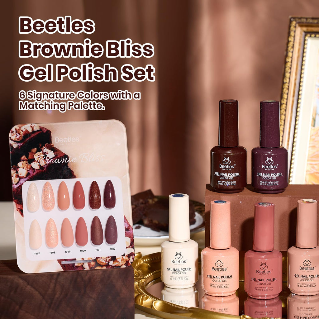 Beetles Brown Gel Polish Set — 6 Warm Brown Shades, 7.5ml Each, Cruelty-Free