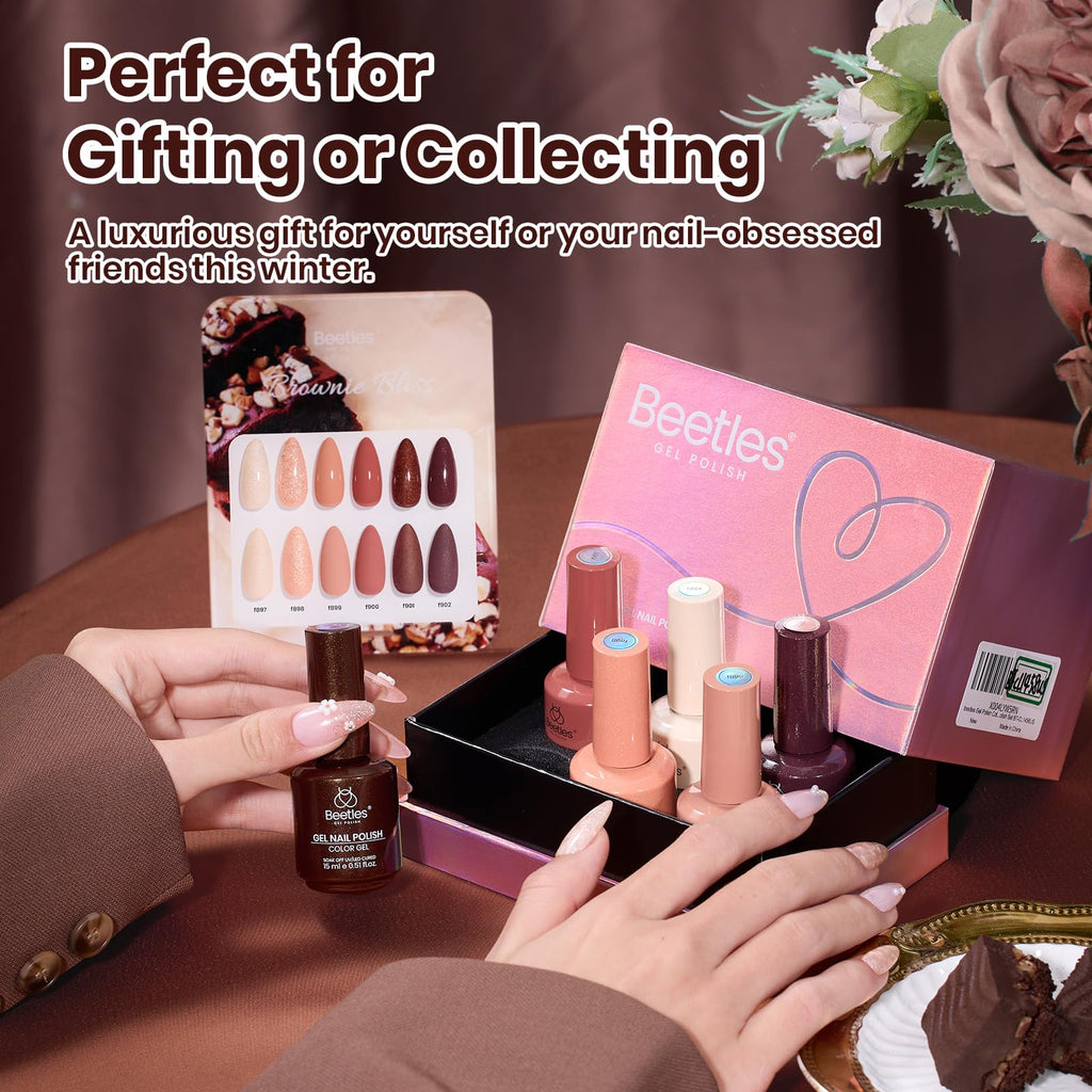 Beetles Brown Gel Polish Set — 6 Warm Brown Shades, 7.5ml Each, Cruelty-Free