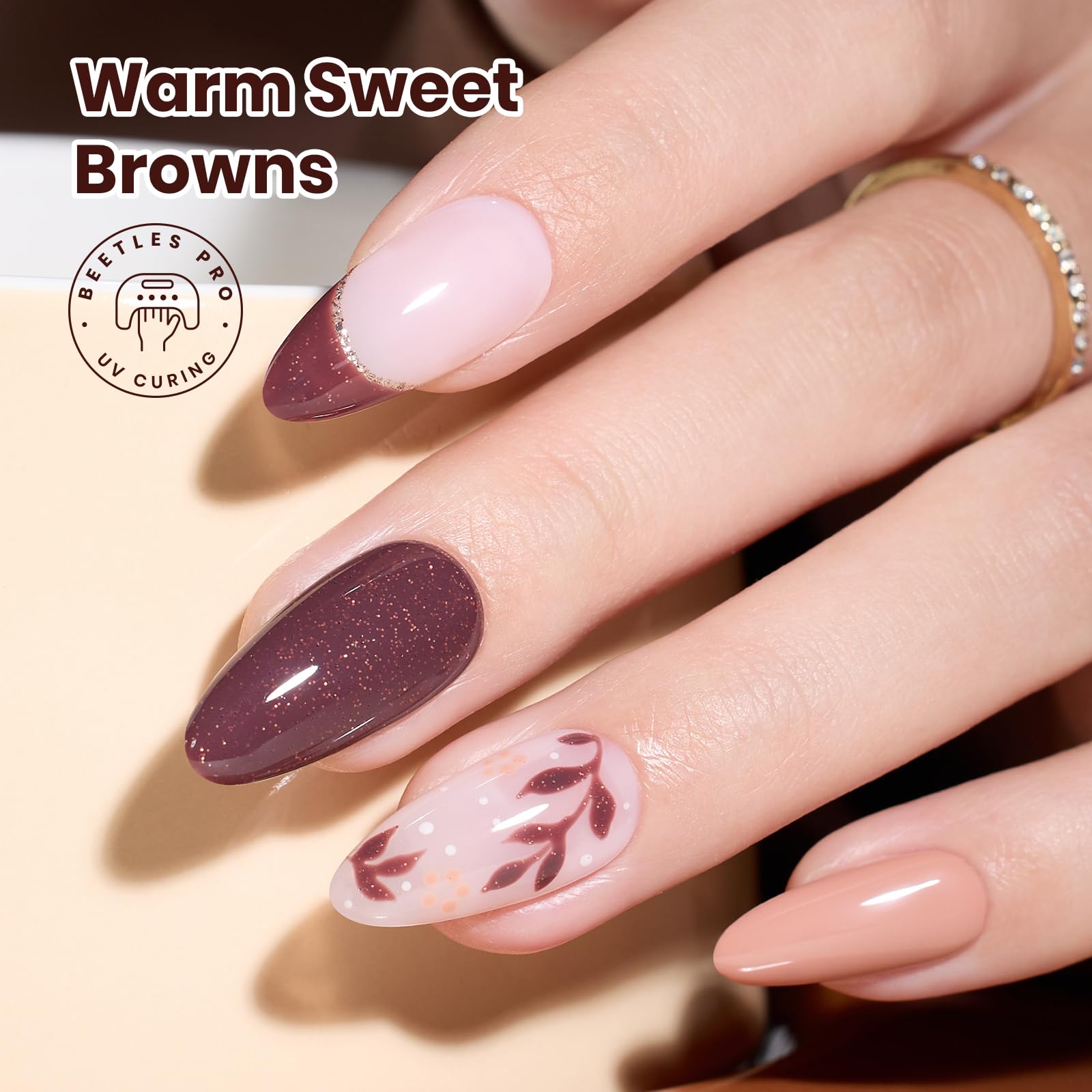 Beetles Brown Gel Polish Set — 6 Warm Brown Shades, 7.5ml Each, Cruelty-Free