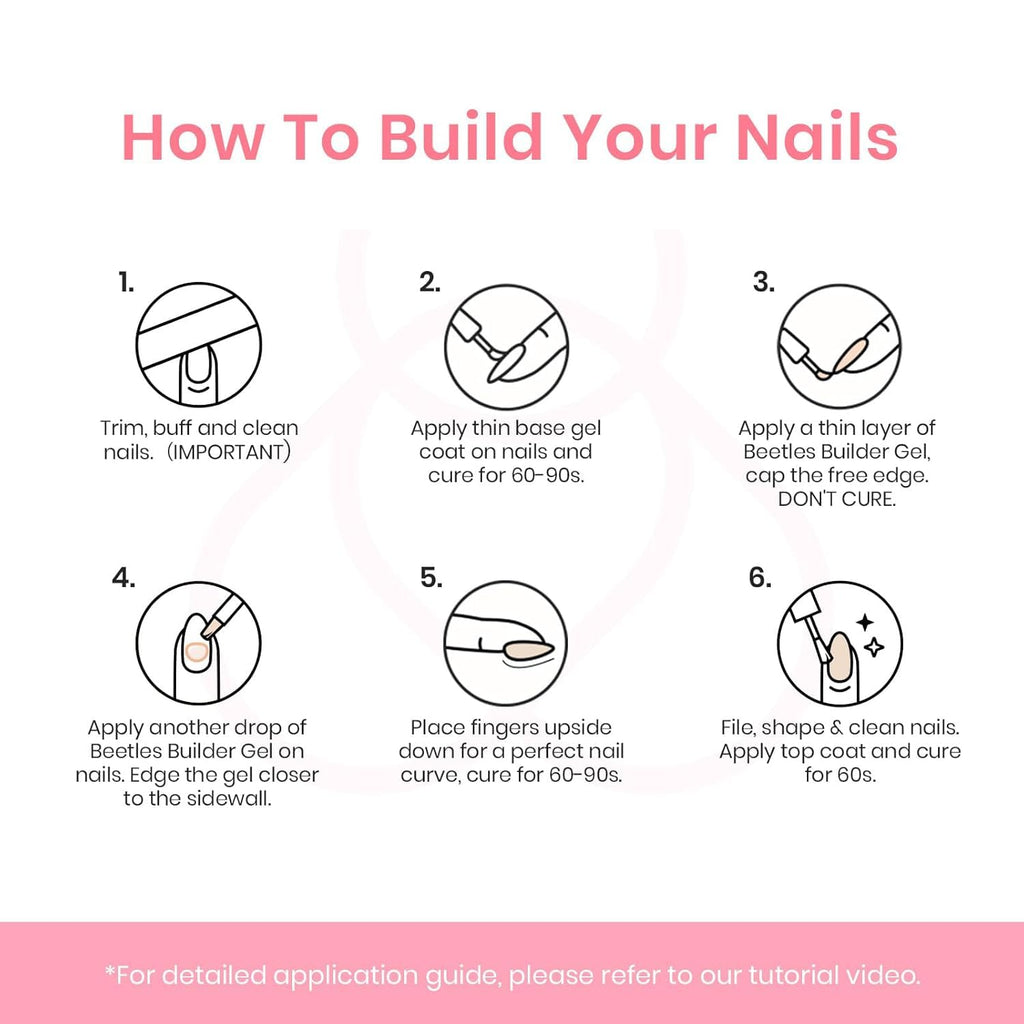 Beetles Builder Gel Peach Breeze – HEMA-Free 8-in-1 Nail Extension, 6 Colors, for Beginners