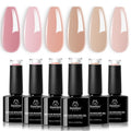 Beetles Builder Gel Set – 6 Colors, 7-in-1 Clear Nude Pink Brown for Nail Extensions (Beginner Friendly, UV/LED)