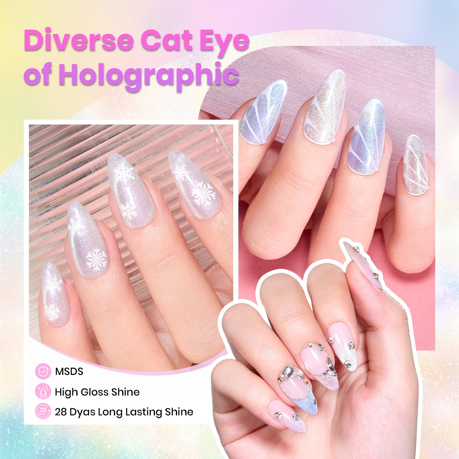 Beetles Cat Eye Gel Nail Polish Set — 6 Magnetic Chameleon Colors