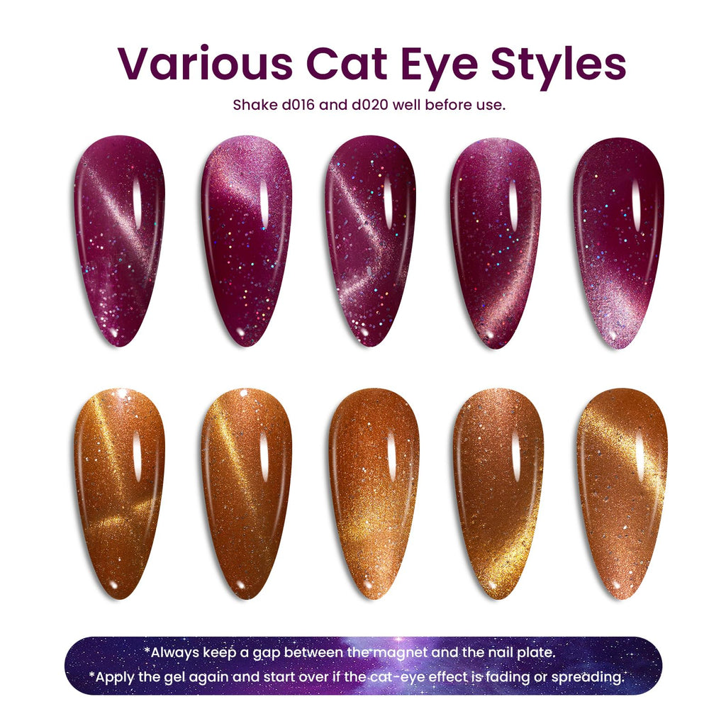 Beetles Cat Eye Gel Nail Polish Set – 6 Magnetic UV Gel Colors
