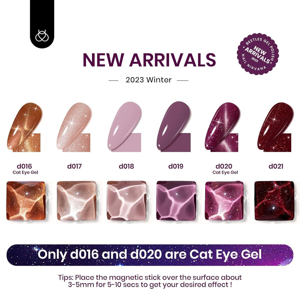 Beetles Cat Eye Gel Nail Polish Set – 6 Magnetic UV Gel Colors