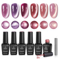 Beetles Cat Eye Gel Polish Nail Set – 6 Colors, Magnetic Cat Eye Kit, Rose Fall Collection