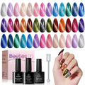 Beetles Cat Eye Gel Nail Polish Set — 20 Colors with Magnet, Base Coat, Matte & Gloss Top Coats