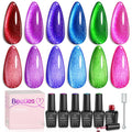 Beetles Cat Eye Gel Nail Polish Kit – 6 Colors with Magnet Velvet Effect