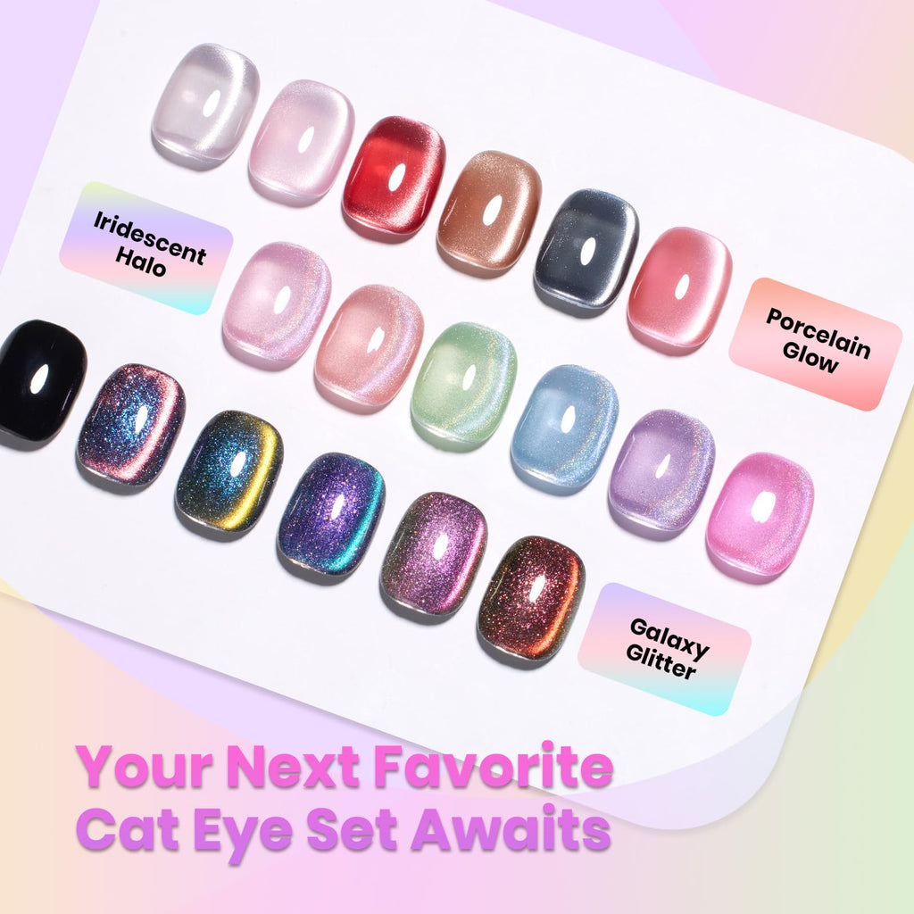 Beetles Cat Eye Gel Nail Polish Set — 6 Magnetic Chameleon Colors