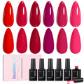 Beetles Red Gel Nail Polish Set – Crimson Horizon (6 Colors)