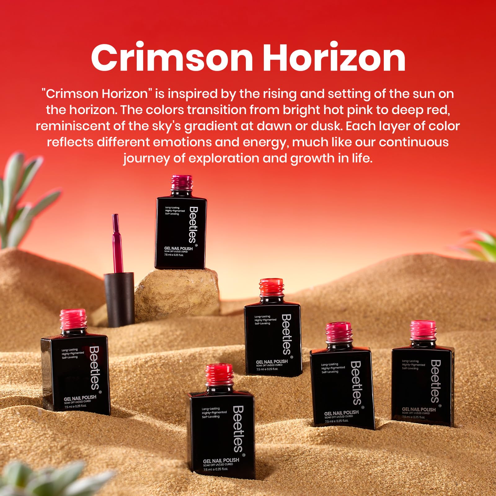 Beetles Red Gel Nail Polish Set – Crimson Horizon (6 Colors)