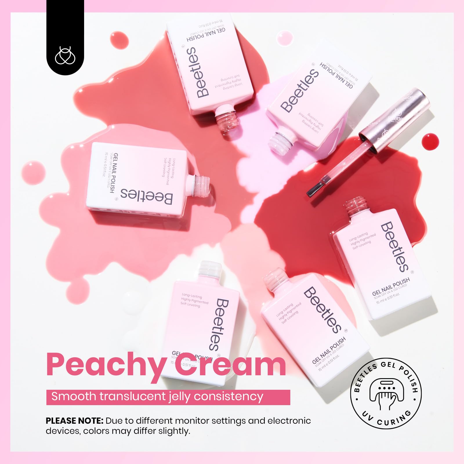 Beetles Nude Gel Nail Polish Set – 6 Hema-Free Jelly Colors, 15ml