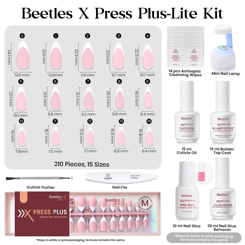 Beetles X Press Plus Gel Nails Kit – Peachy French | All-In-One Press-On Nails