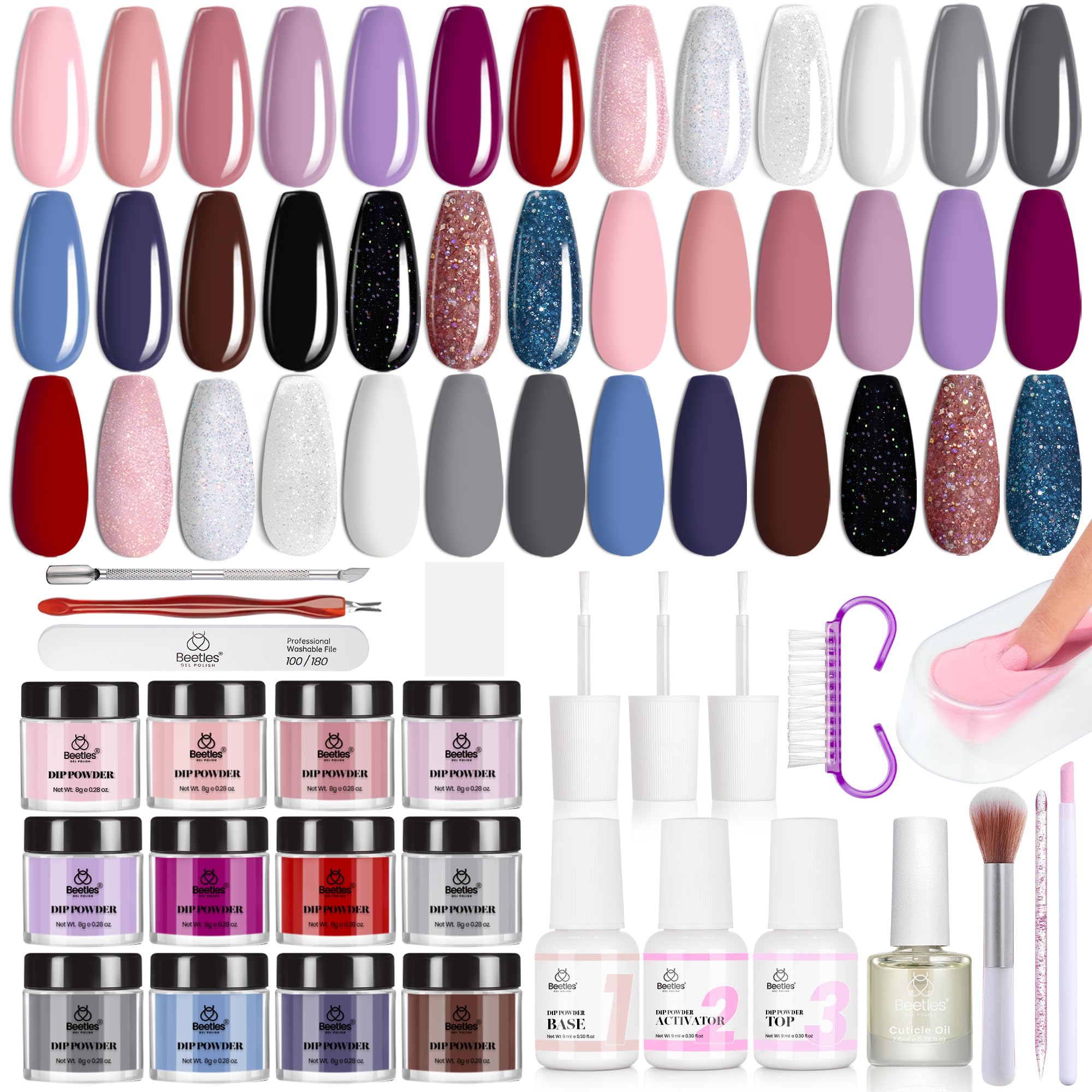 Beetles Gel Polish Dip Powder Nail Kit Starter – Modern Muse Collection, 20 Colors + Base Top Activator
