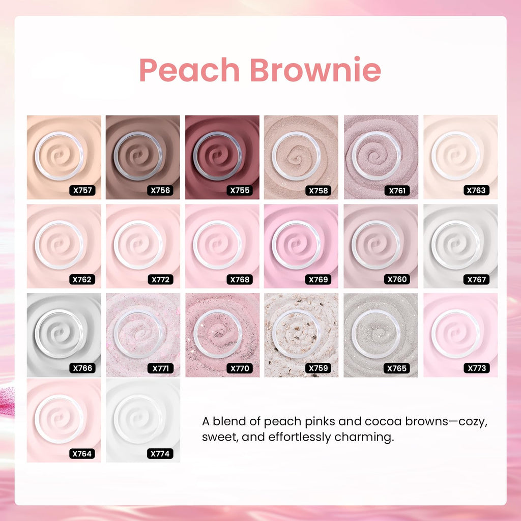 Beetles Dip Powder Nail Kit – 20 Colors Peach Brownie Collection + Electric Nail Drill