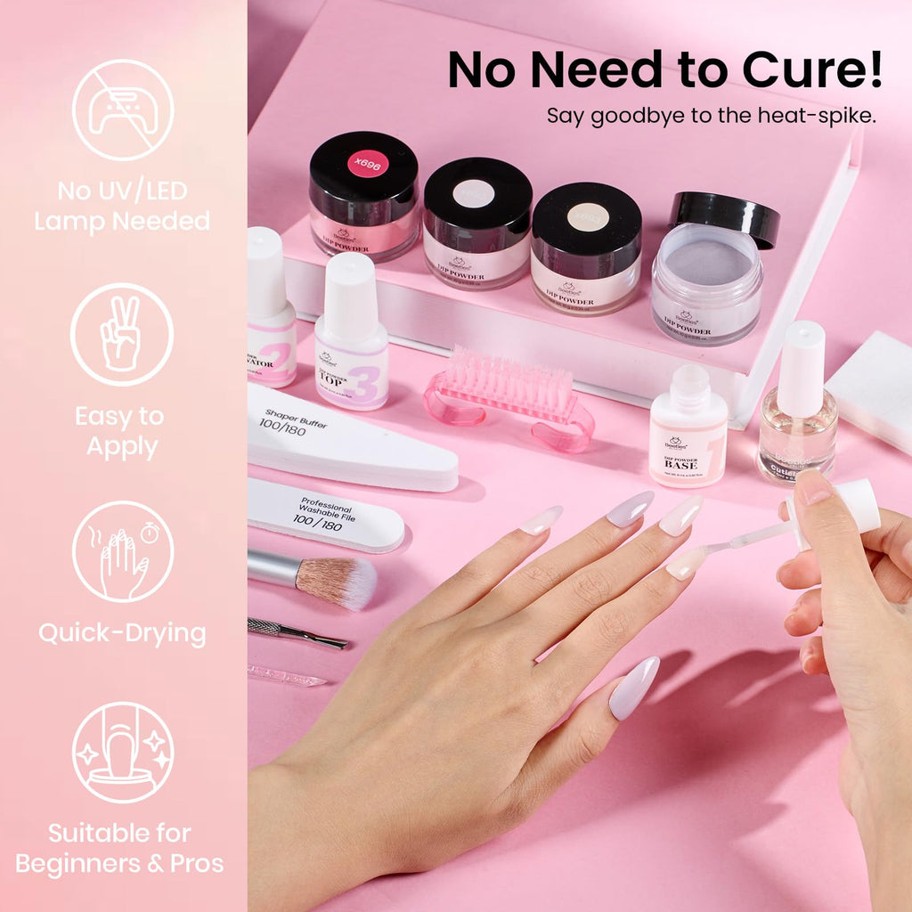 Beetles Dip Powder Nail Kit Starter – 40pc, 20 Colors, Tools & Rhinestones | Lightflow Diary