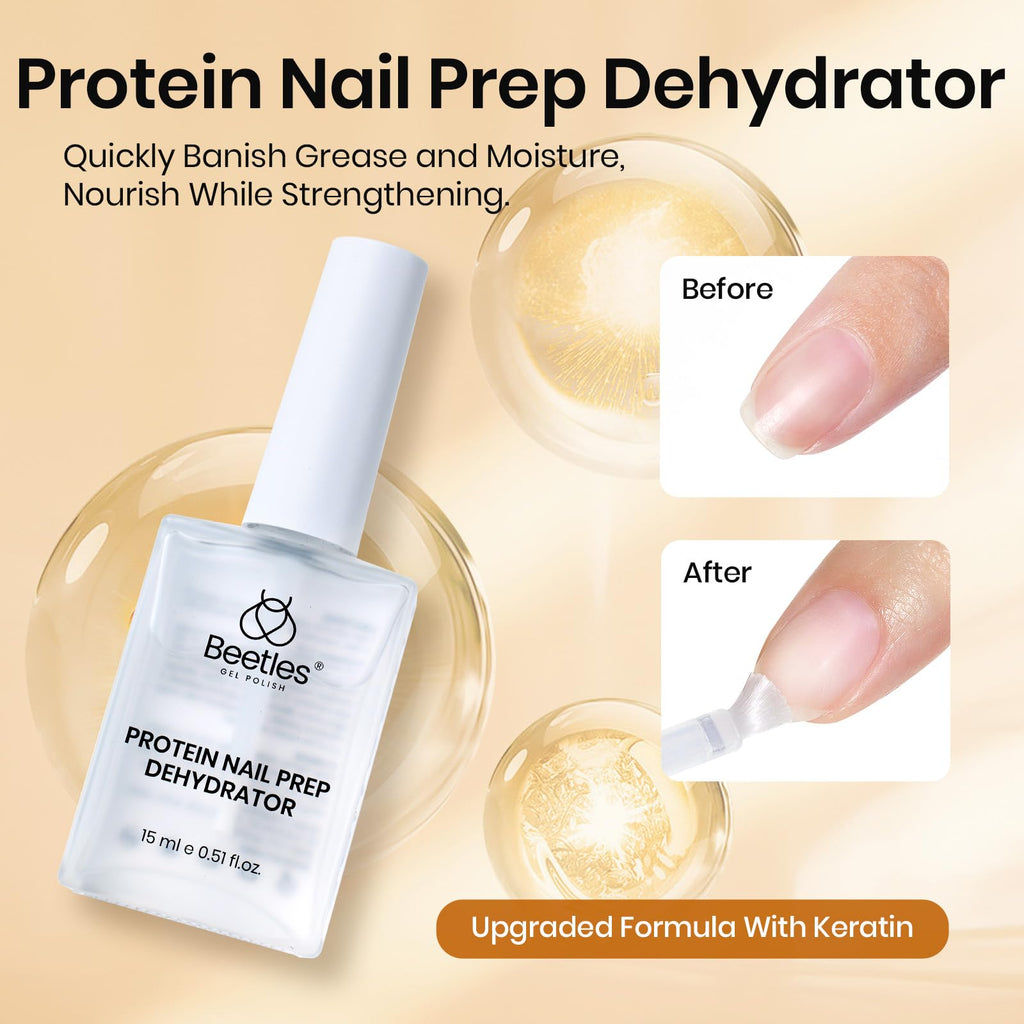 Beetles 6-Pcs 15ml Glossy & Matte Gel Top & Base Coat Set with Dehydrator, Keratin Primer, Acid-Free & HEMA-Free