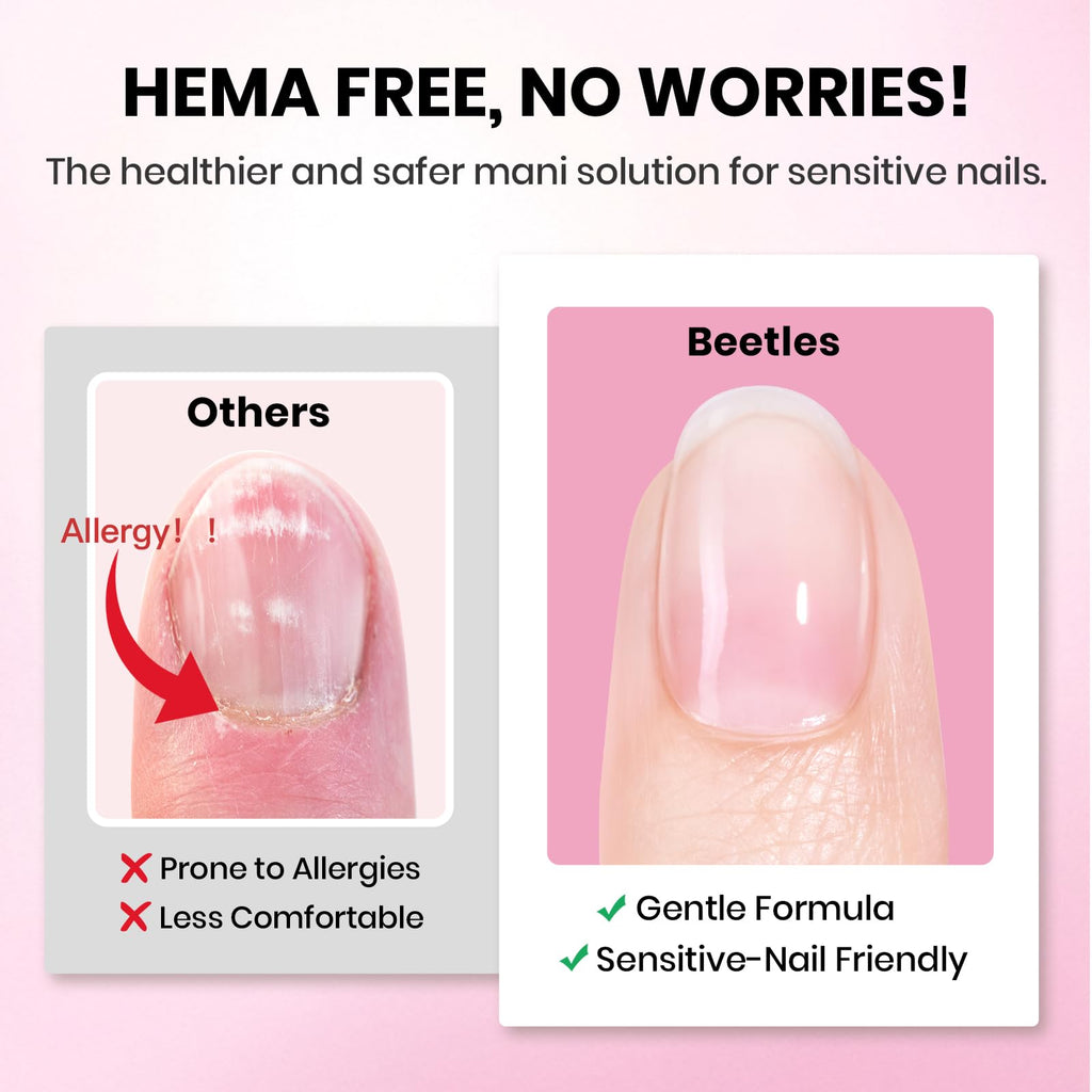 Beetles Etch-X Gel Nail Kit: 288pc Short Square Tips, 12 Sizes, HEMA-Free Base/Top Coat & Glue – DIY Nails at Home